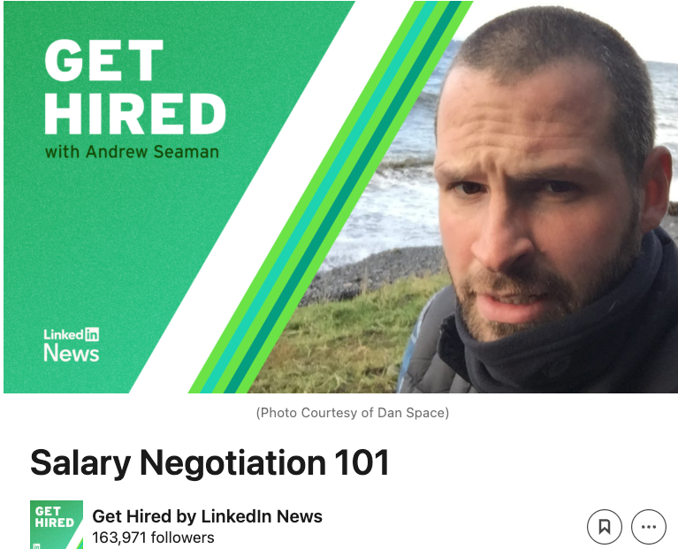 Man with a serious expression on a LinkedIn News banner about salary negotiation